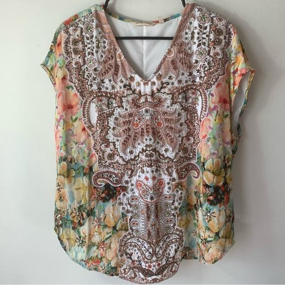 Soft Surroundings Boho Patria Beaded Tunic Yellow Top Sz PL *Missing Beads* - Picture 8 of 8